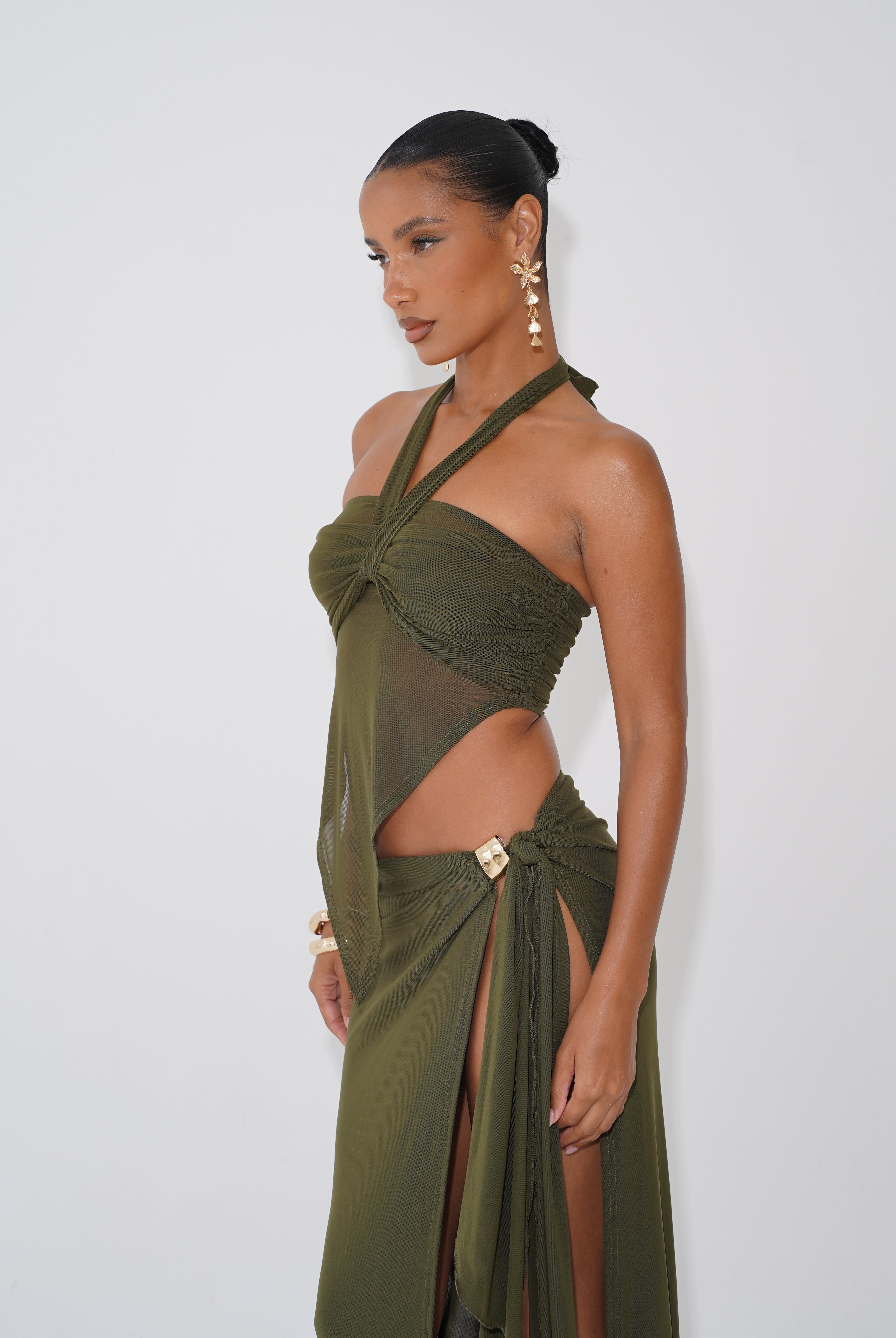 Nova Wrap Skirt - Olive (15419183169918)