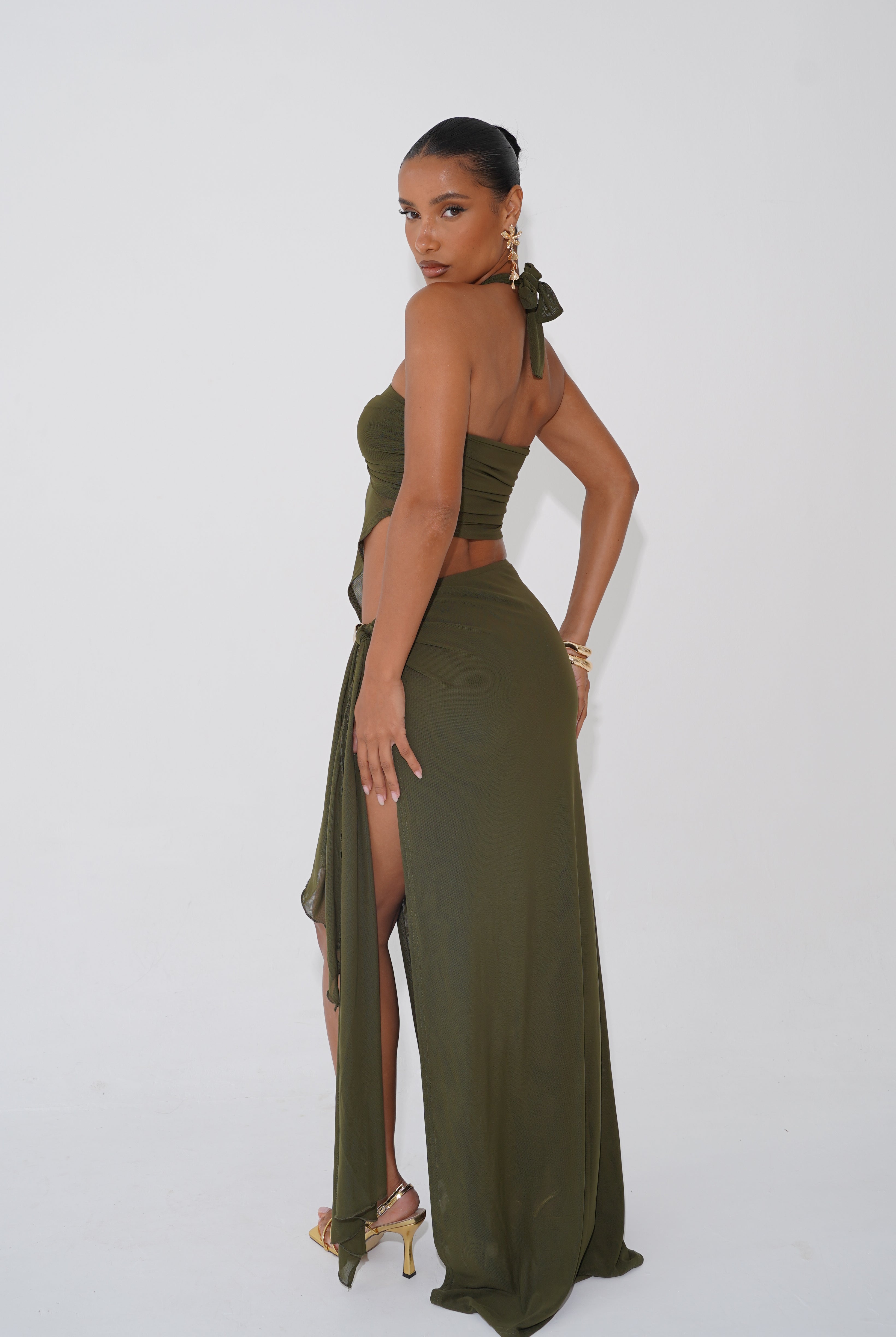 Nova Wrap Skirt - Olive (15419183169918)