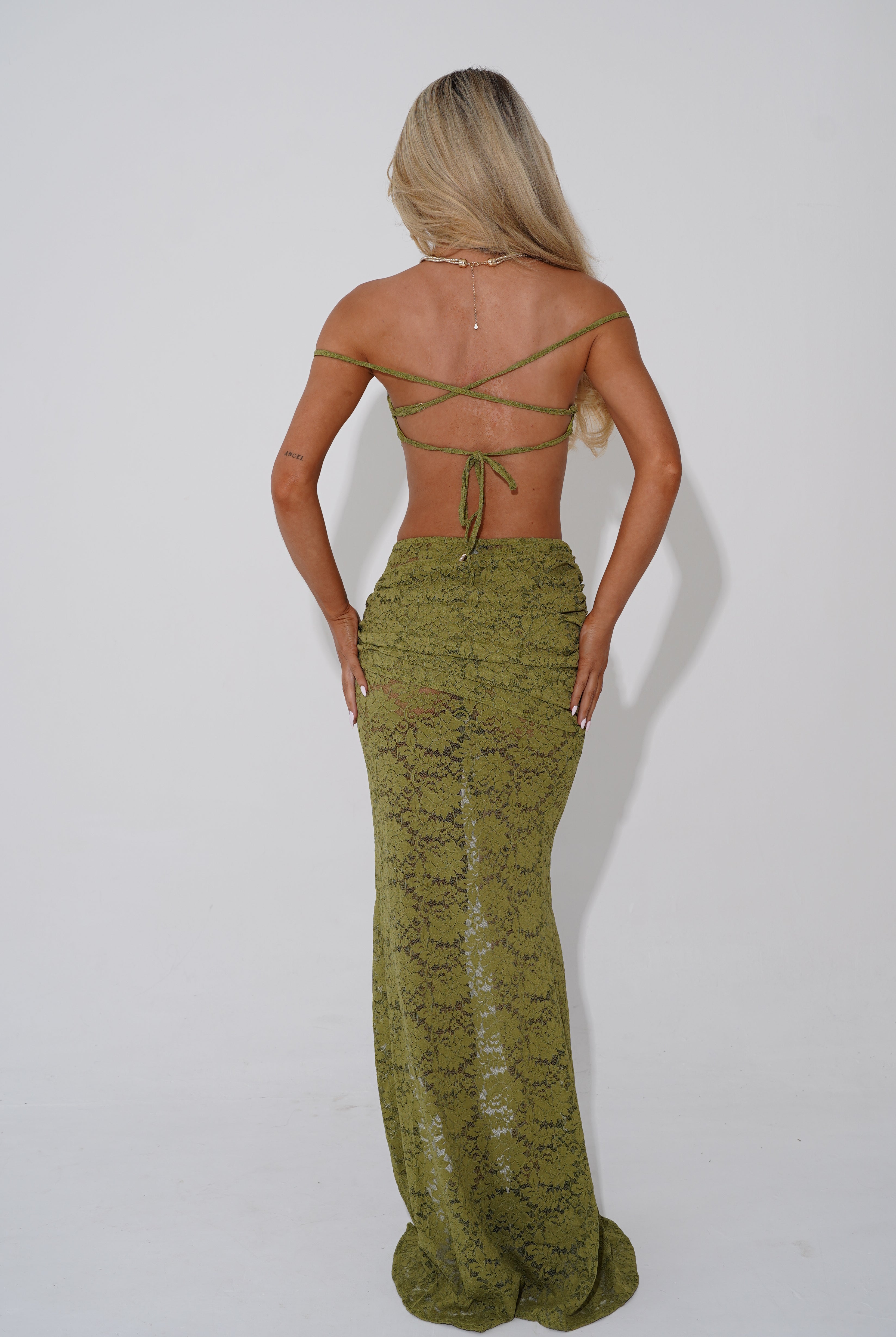 Lysha Maxi Skirt - Pistachio Lace (15461503304062)